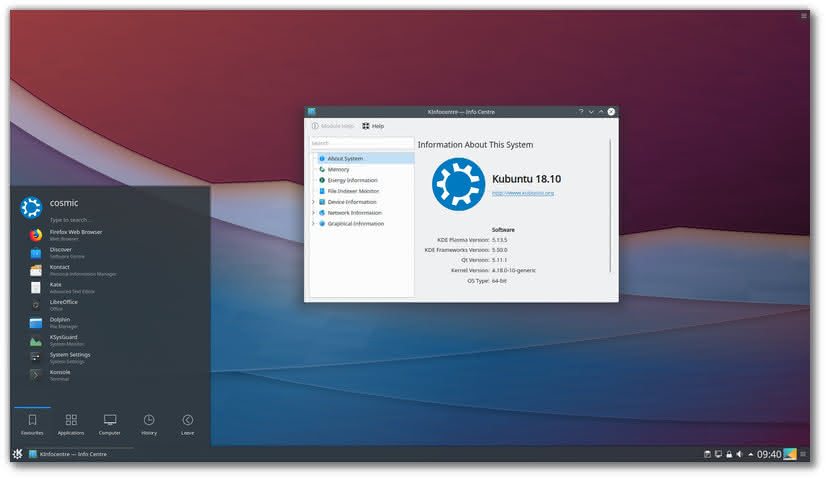 Kubuntu Cosmic Preview