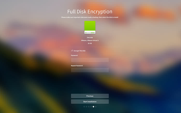 deepin 15.8 installer supports full disk encryption
