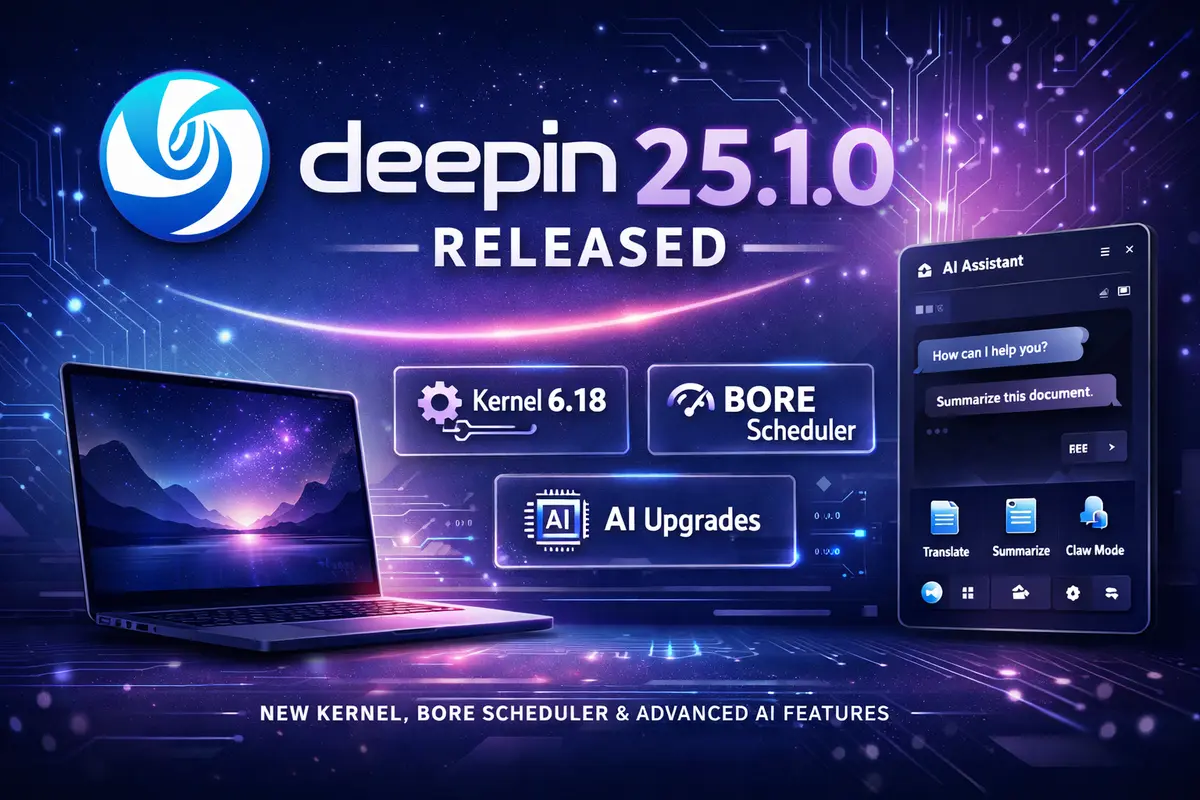 deepin 25.1.0 Linux desktop with DDE interface and AI features
