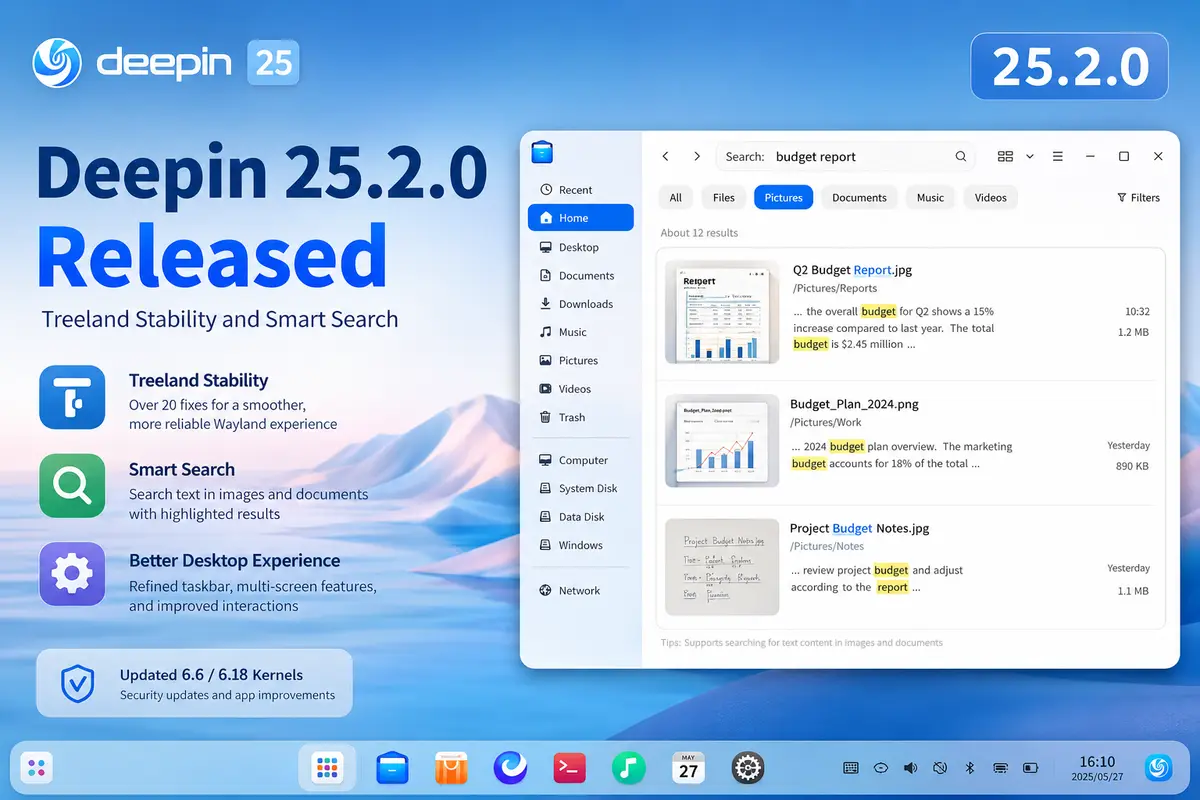 Deepin 25.2.0 released with Treeland stability & Smart search