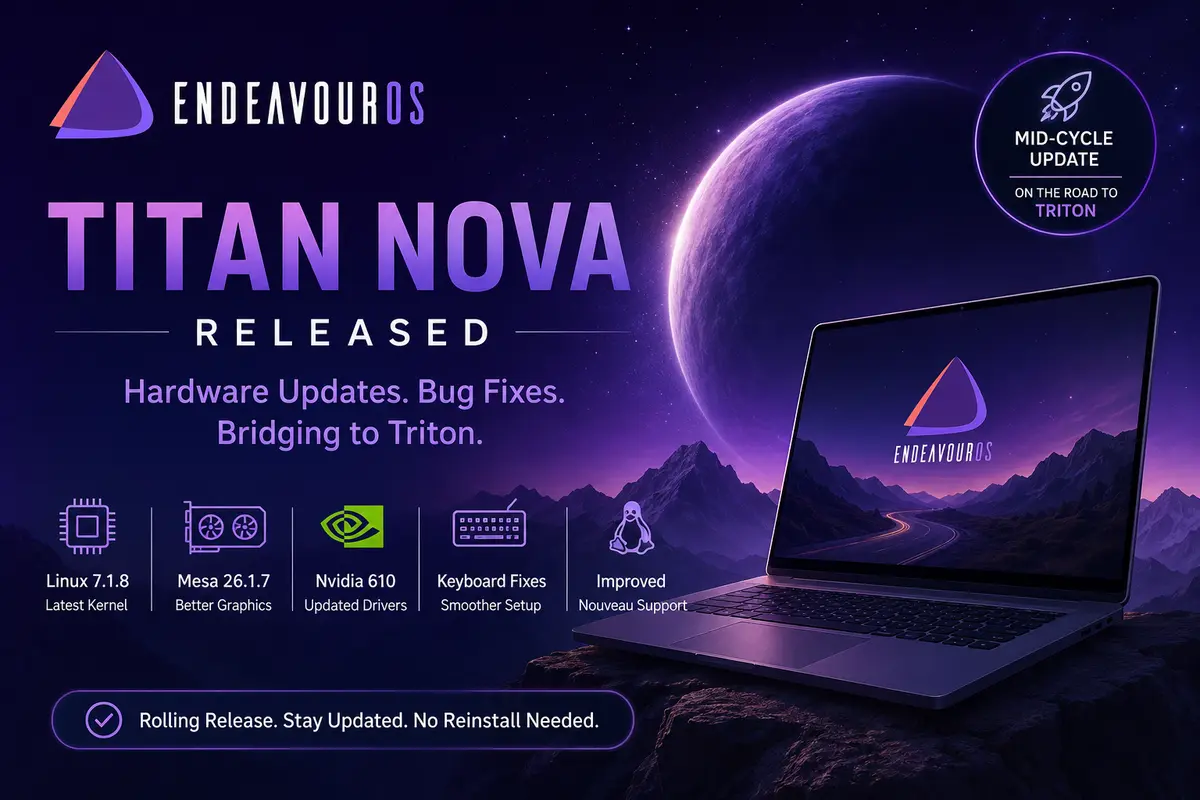 Endeavour OS Titan Nova release banner