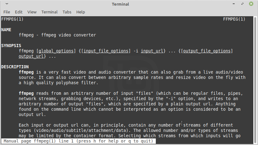 FFmpeg preview in Linux Mint