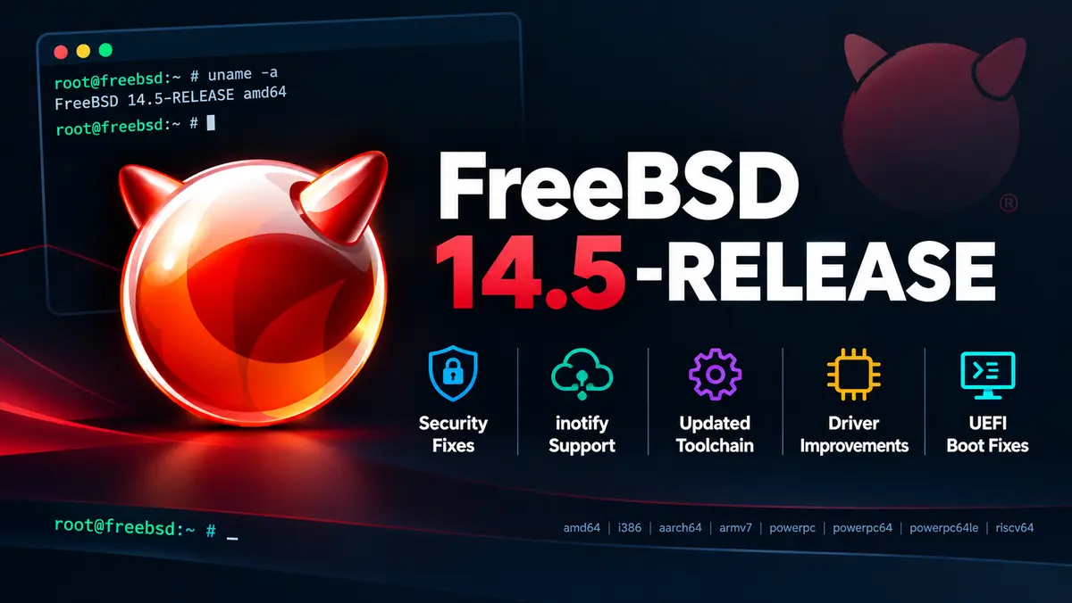 FreeBSD 14.5-RELEASE banner with the FreeBSD demon mascot and version number