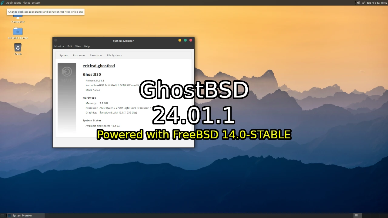 GhostBSD 24.01.1 featured image
