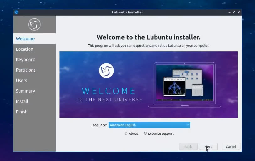 Calamares installer in Lubuntu Cosmic