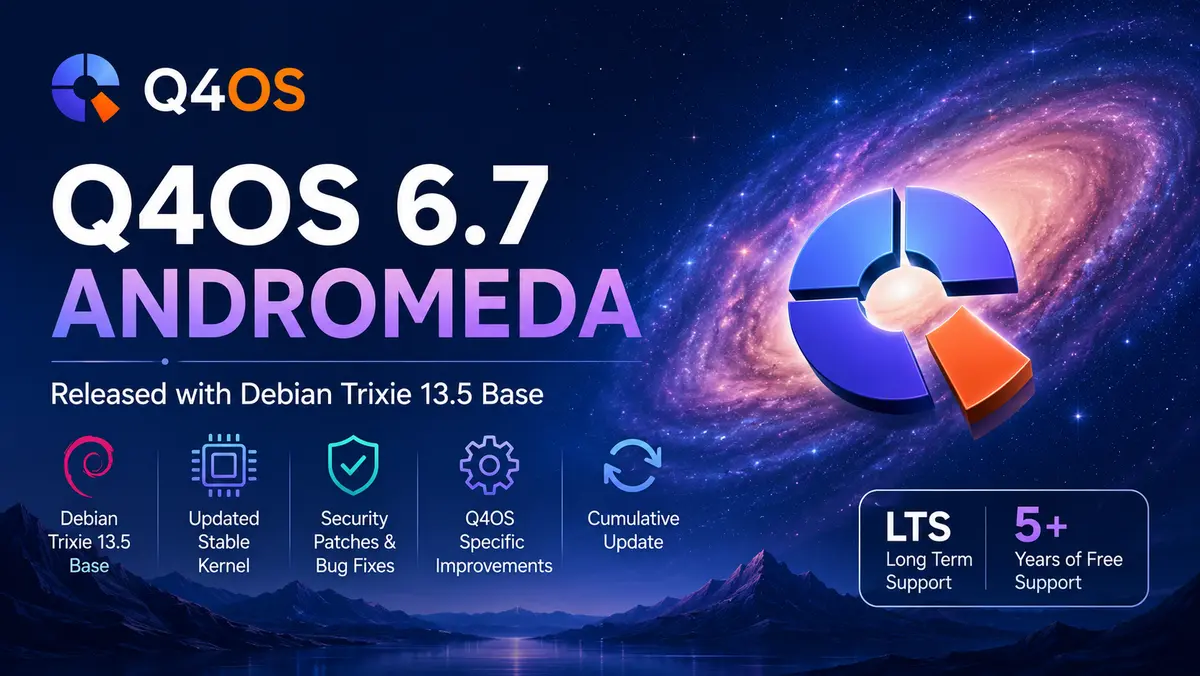 Q4OS 6.7 Andromeda released with Debian Trixie 13.5 base
