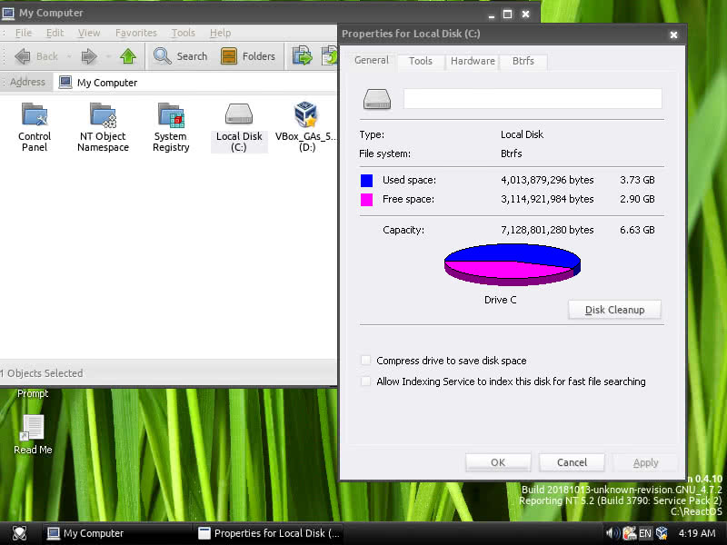 BTRFS partition in ReactOS