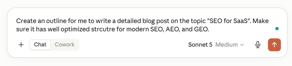 A screenshot showing Claude generating an SEO-friendly blog post outline