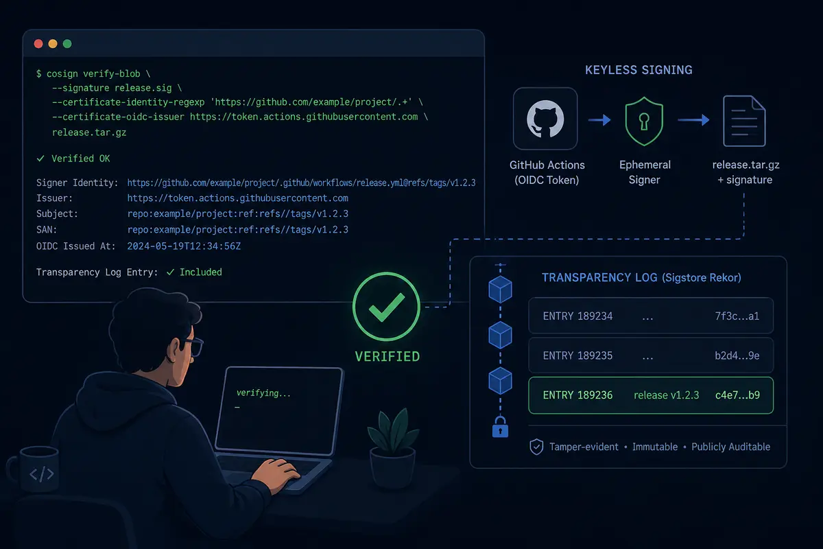 Keyless signing for open source release verification