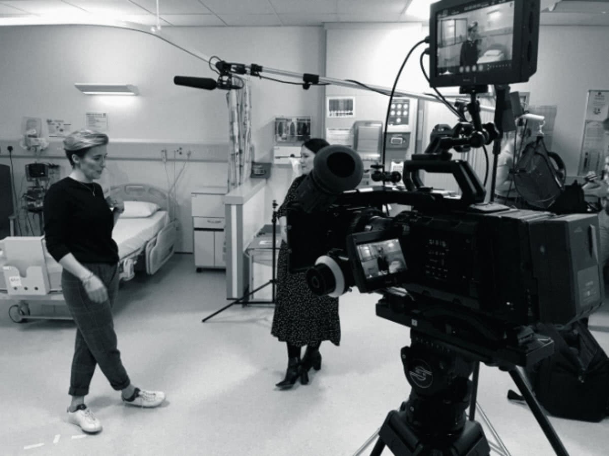 Video production crew filming a commercial project in Leeds