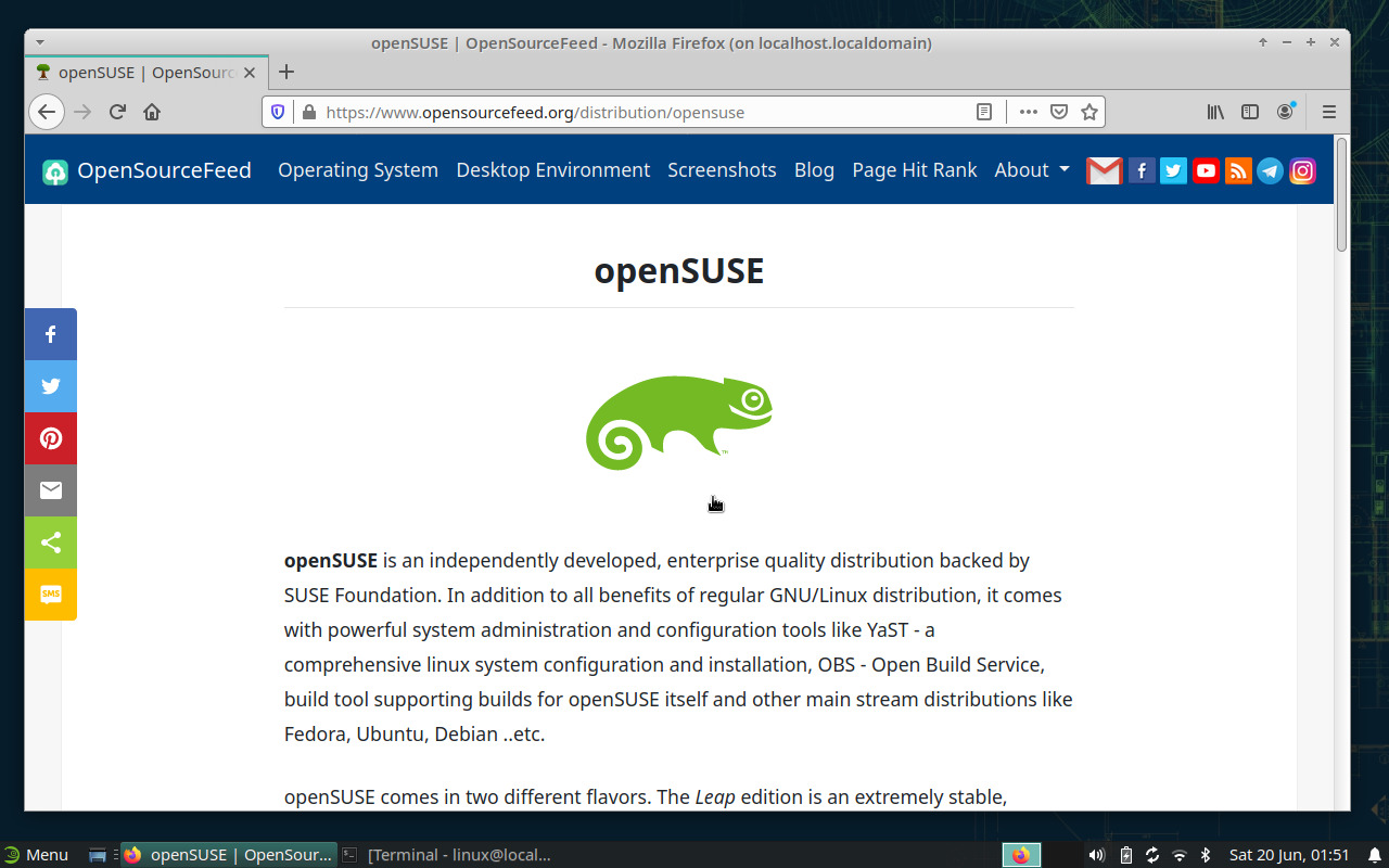 OpenSUSE Tumbleweed Xfce screenshots, pros, and cons | OpenSourceFeed