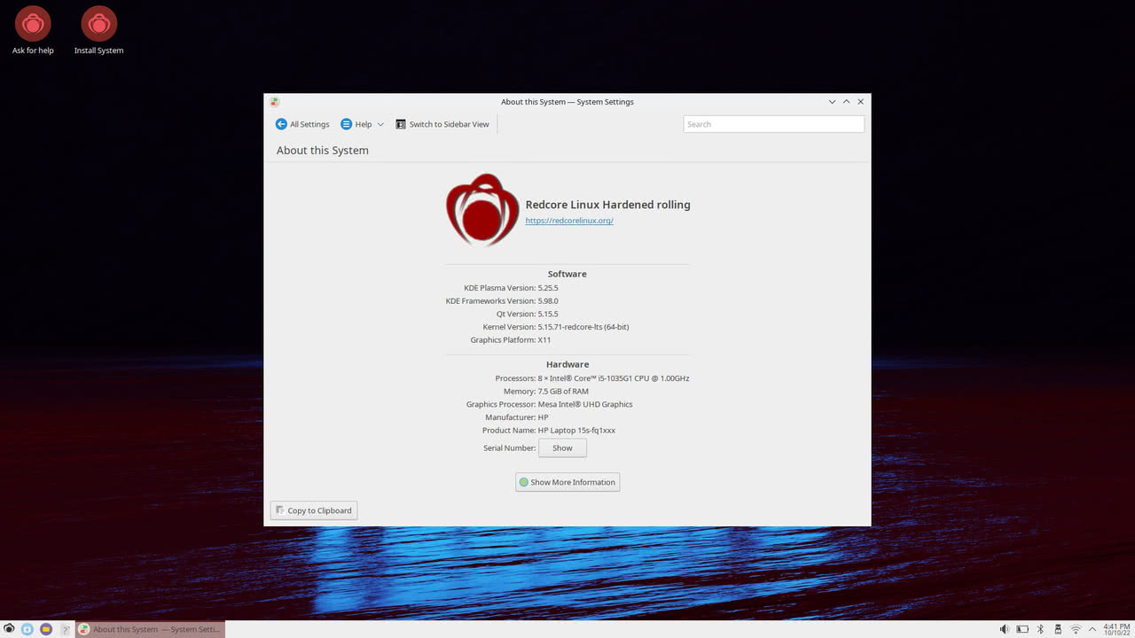 Redcore Linux Hardened 2201 Rastaban screenshots | OpenSourceFeed